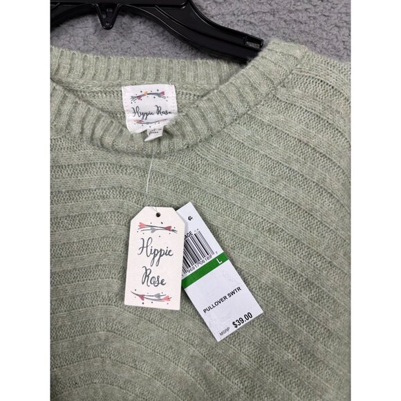 Hippie Rose Juniors' Ribbed Knit Pullover Cozy Sweater Green Size Large NWT's - Picture 6 of 8